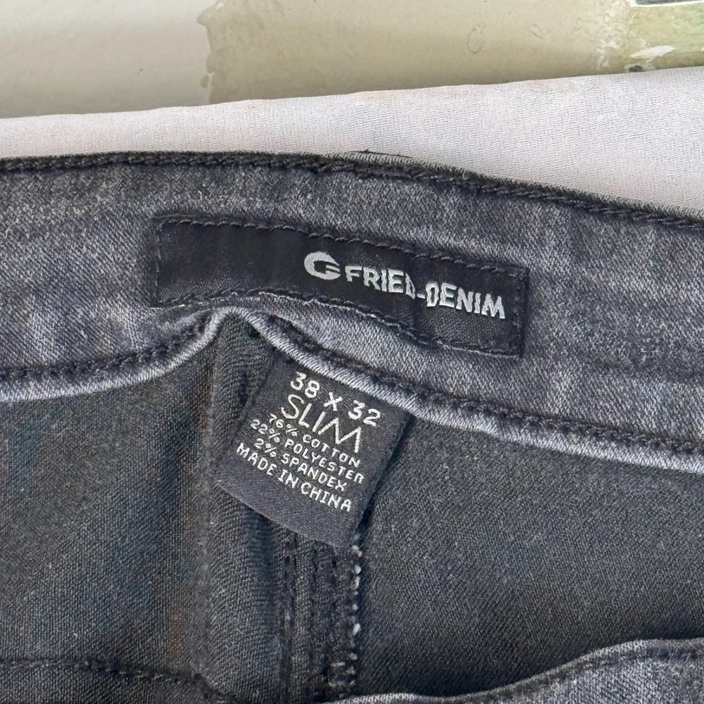 G-Fried Mens Dark Wash Black Stretch Denim Slim Fit Straight Jeans Size 38x32
